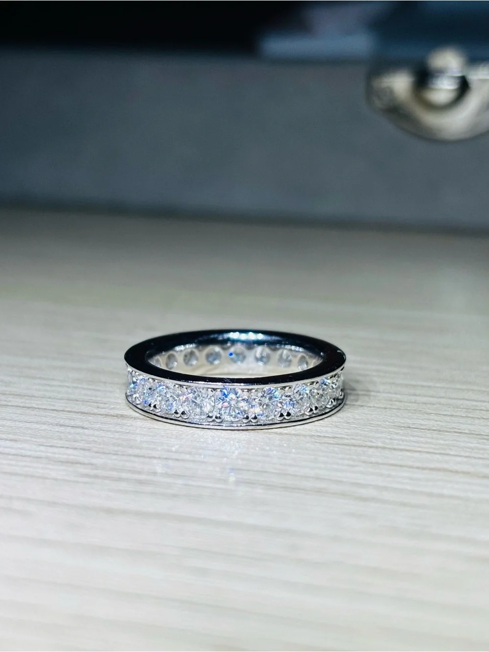 Solid 925 Sterling Silver VVS Moissanite Eternity Band - Picture 6 of 11